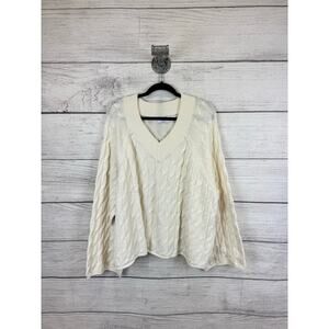 Old Navy Plus Size Cream Chunky Knit V-Neck Sweater Size 4X